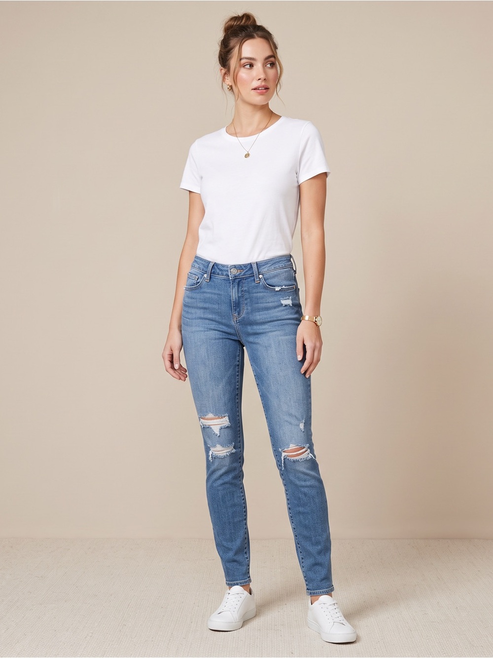 PAIGE Women's Light Blue Distressed Skinny Jeans